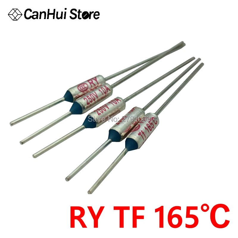 RY 10/20/50/100 unids/lote microfusible térmico 10A250V 165 grados 165 C Mini temp fusible carcasa de metal corte térmico