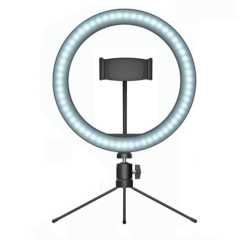 LED halka ışık Tripod ile kısılabilir masaüstü 3 modları dolgu ışığı telefon tutucu canlı makyaj Selfie fotoğraf