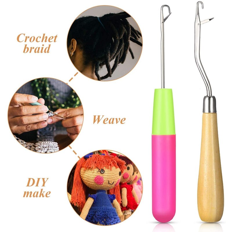Dreadlocks Tool Set,3Pcs Dreadlocks Crochet,Hook Crochet Needle,Hair Locking Tool,Bent Latch Hook Set for Braid Craft
