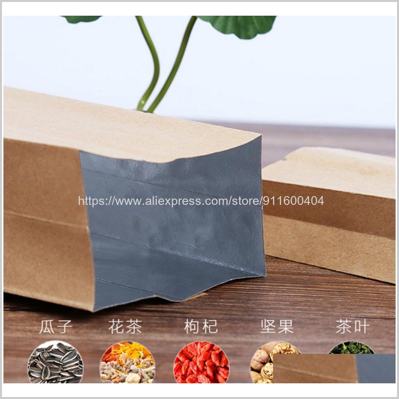 Sachets de thé en papier Kraft épais, sachets d'emballage thermoscellés, sachets de café, 50 pièces/lot