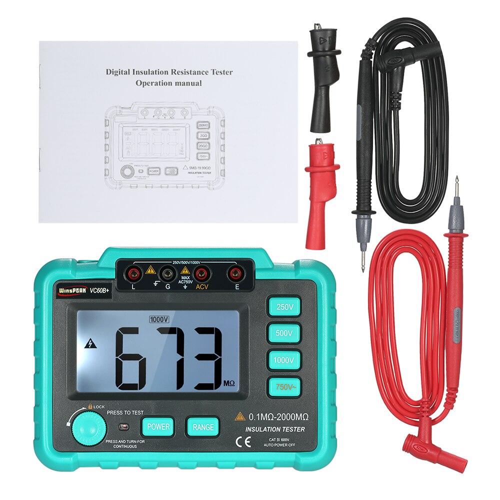 VC60B+ Digital Insulation Resistance Tester Megohm Meter Megohmmeter earth ground resistance impedance tester DC250V/500V/1000V