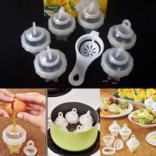Juego de 7 copas para cocinar huevos y hervir con separador de yema, vaporera, cocina, 6 Eggies sin conchas