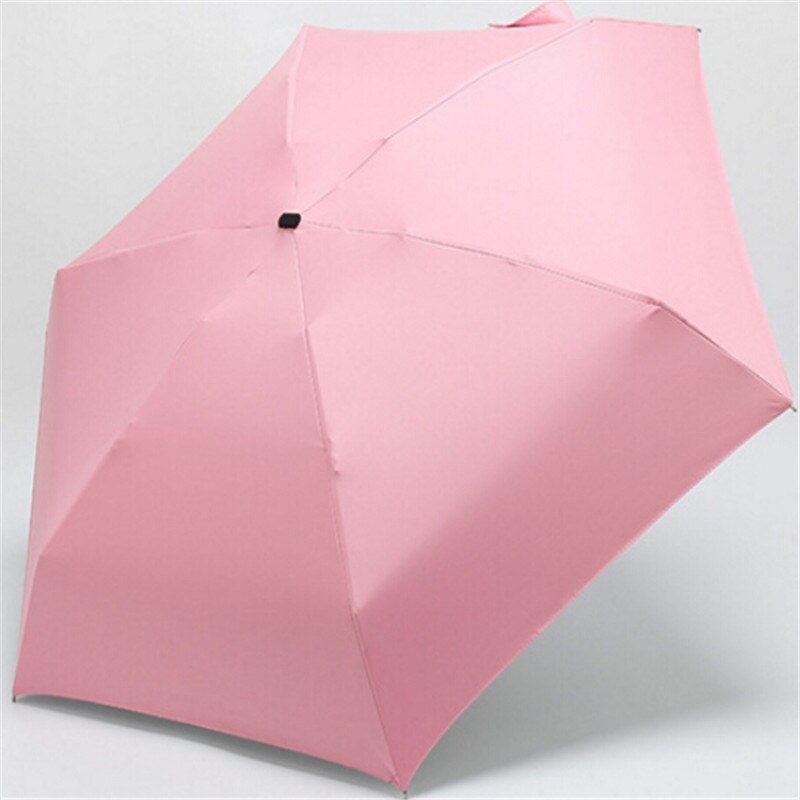 Solid Sun Rain Pocket Umbrella Anti UV Mini Folding Windproof Lightweight Travel Women: Pink