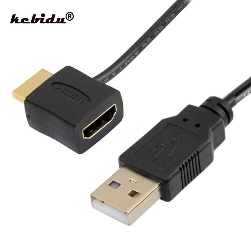 Kebidu Hdmi-Compatibel Man-vrouw Hdmi Adapter Converter Connector Met 50Cm Usb 2.0 Charger Power supply Kabel