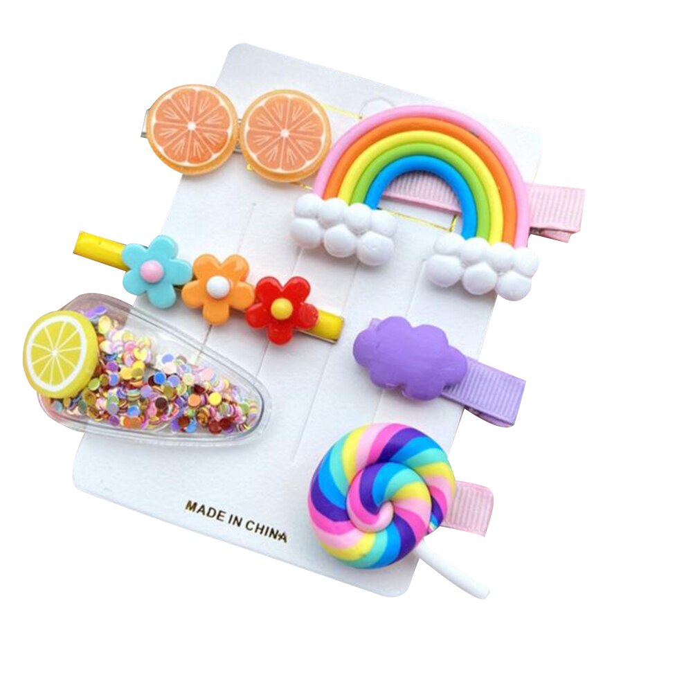 Lovely Baby Girls Hair Pin, Flower Fruit Rainbow Shape Hair Barrettes Non-Slip Candy Color Hairpins