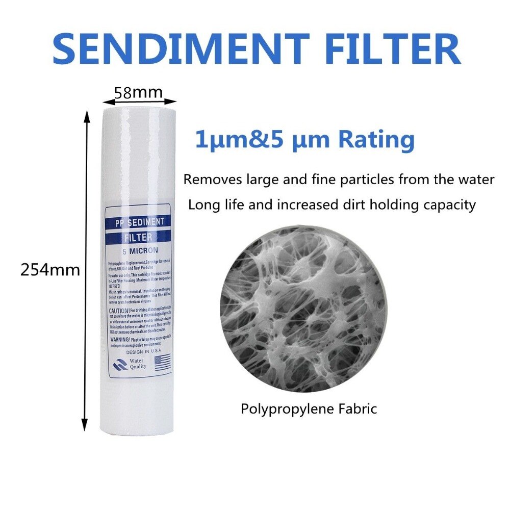 10pcs 1&amp;5 Micron Pp Spun Polypropylene Sediment Water Filter Replacement Cartridge Reverse Osmosis 10 Inch pp Cotton Filter 100g