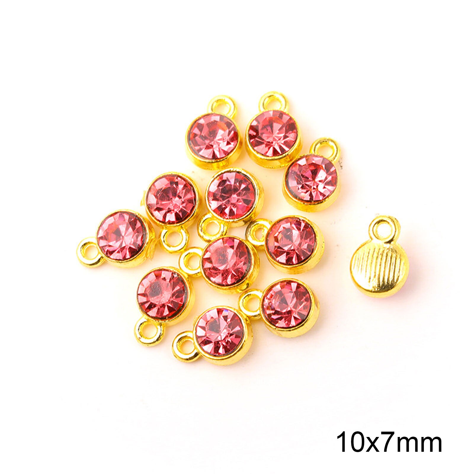 Doreen Box Charms in lega di zinco e vetro Birthstone rotondi placcati in oro viola 10mm x 7mm, 20 pezzi: 10