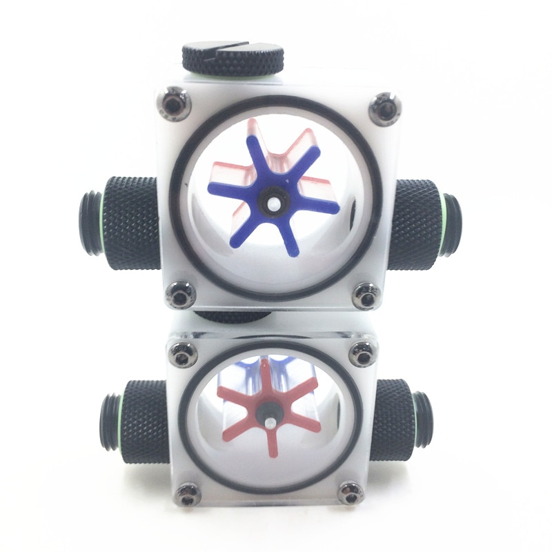 Water Cooling Flow Meter Indicator Light-emitting Computer PC Liquid Water Cooling System CPU White POM with Plug Connector