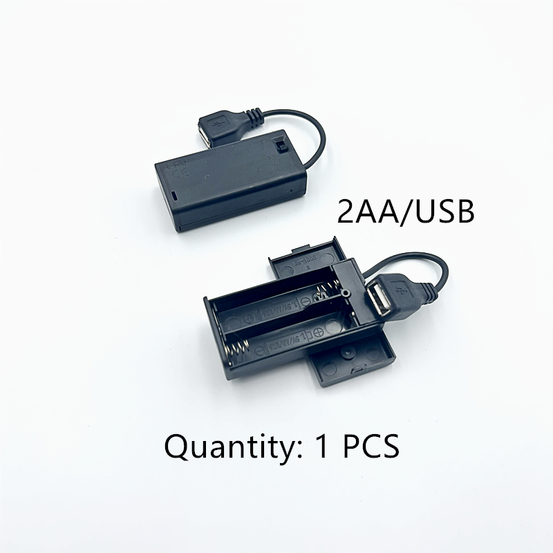 Portable Mini 2 3 4 6 8 x AA Battery Holder Storage Box Case USB Power Supply Battery Box For LED Strip Light: WHITE