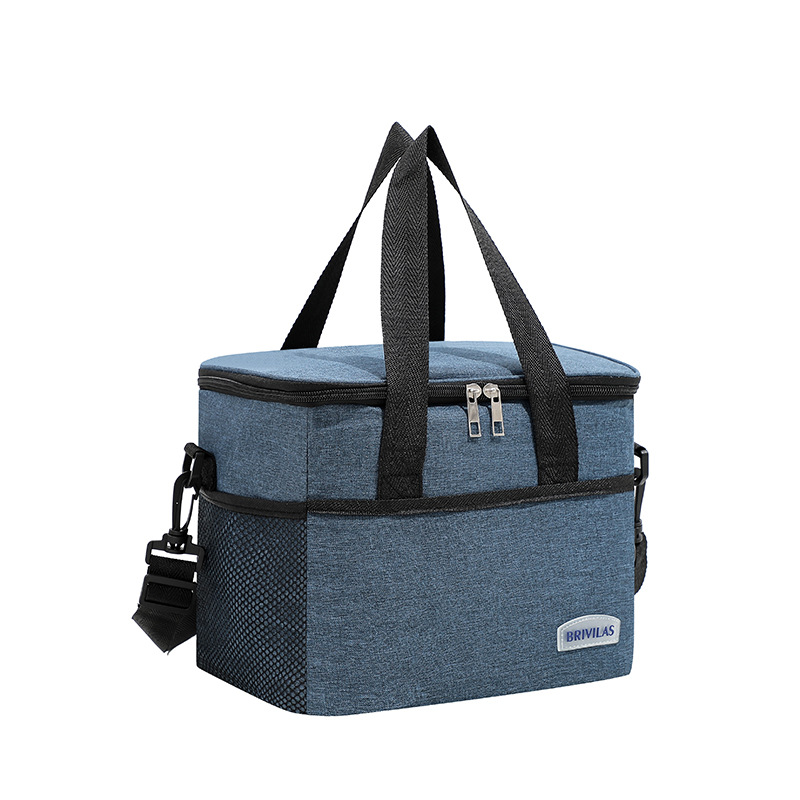 Thermal Cooler Ice Bags Work Lunch Box Bag Food Carrier Portable Travel Picnic Insulated Handbags for Women Men Shoulder Bag: Blue