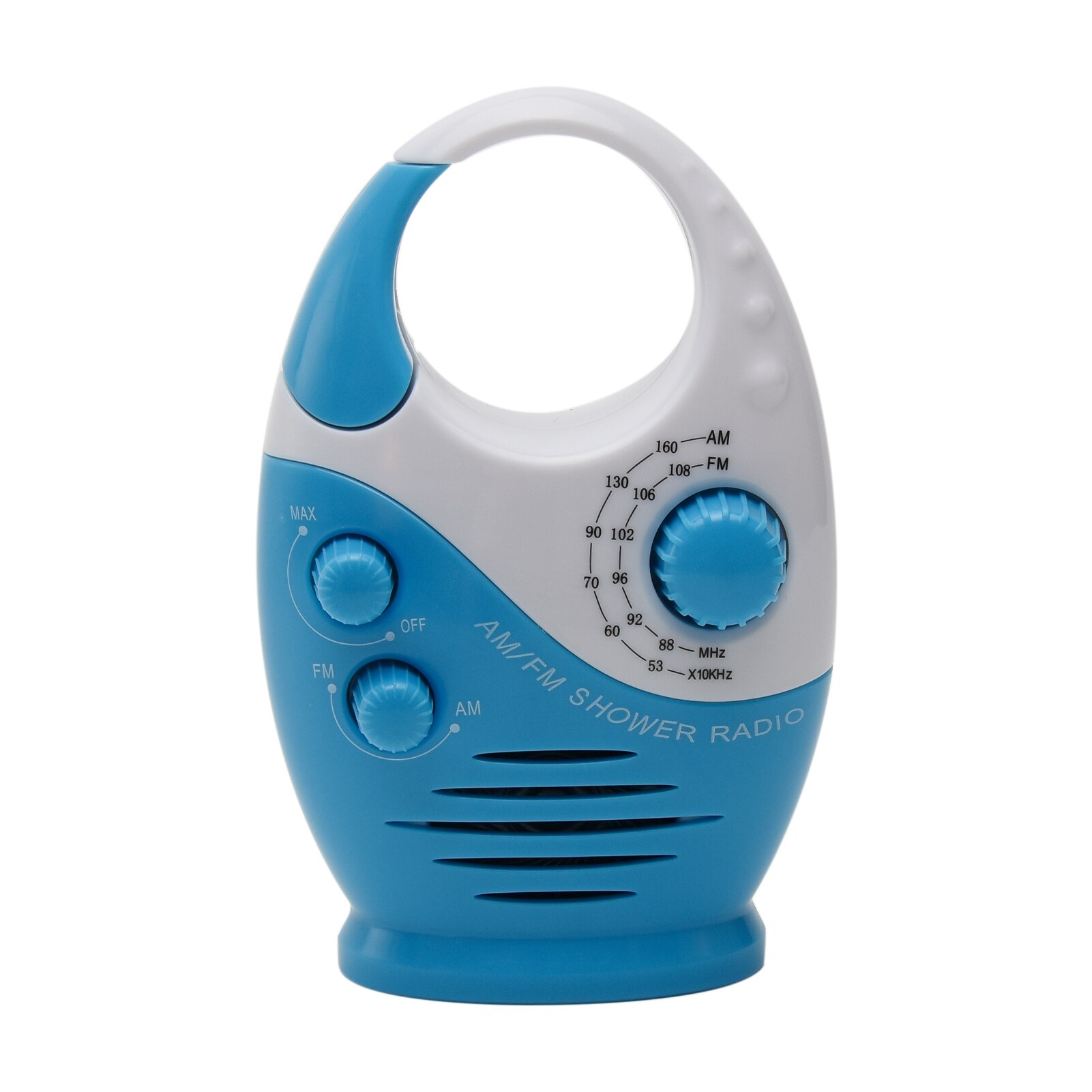 Knop Speaker Douche Radio Batterij Aangedreven Waterdichte Opknoping Mini Muziek Top Handvat Badkamer Verstelbare Volume Am Fm Draagbare: White Blue