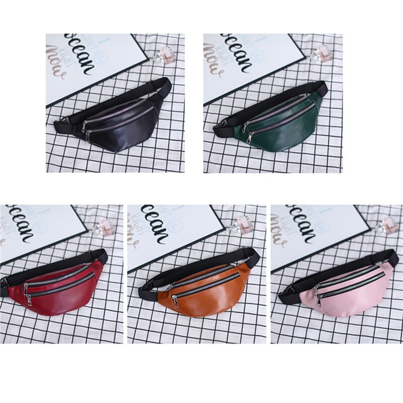 Nuovo Donne Borsa Petto di Cuoio DELL&#39;UNITÀ di elaborazione di Moda Femminile Fanny Pack Chiusura Lampo di Colore Solido Marsupi Delle Signore Della Cinghia Bum Borse