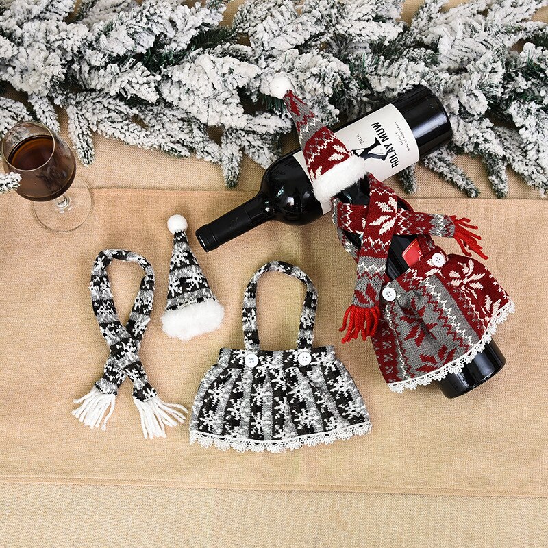 Christmas Wine Bottle Cover Merry Christmas Decor For Home Table Christmas Ornament Year Home Decro Wine Bottle Wrap