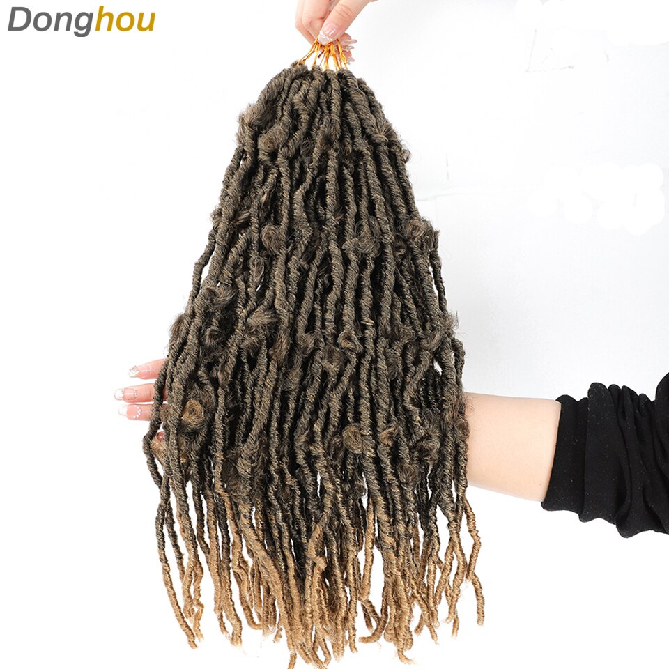 Donghou Ombre Butterfly Locs Crochet Hair Distressed Butterfly Locs Crochet Braids Goddess Pre Looped Long Locs Pre-Twist Braid: 1B 27 Color / 6Pcs/Lot