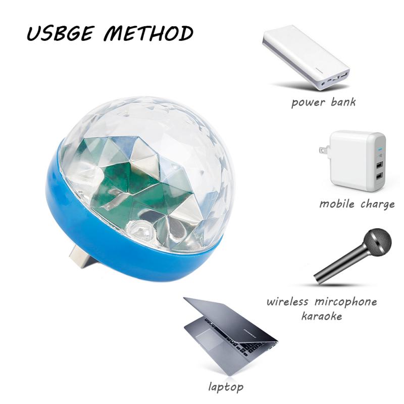 Mini luces de bola de discoteca portátil para escenario Android/Huawei/Apple enchufe USB adaptador compatible con el usuario Luz de dj cabeza móvil