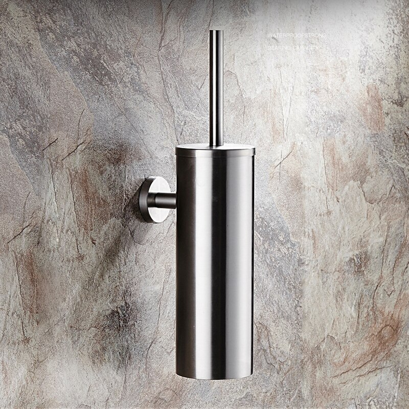 Popular SUS 304 Stainless Steel Deodorant Anti-smell Wall Mounted Bathroom Brushed Round Toilet Brush Holder TH516: Light Grey