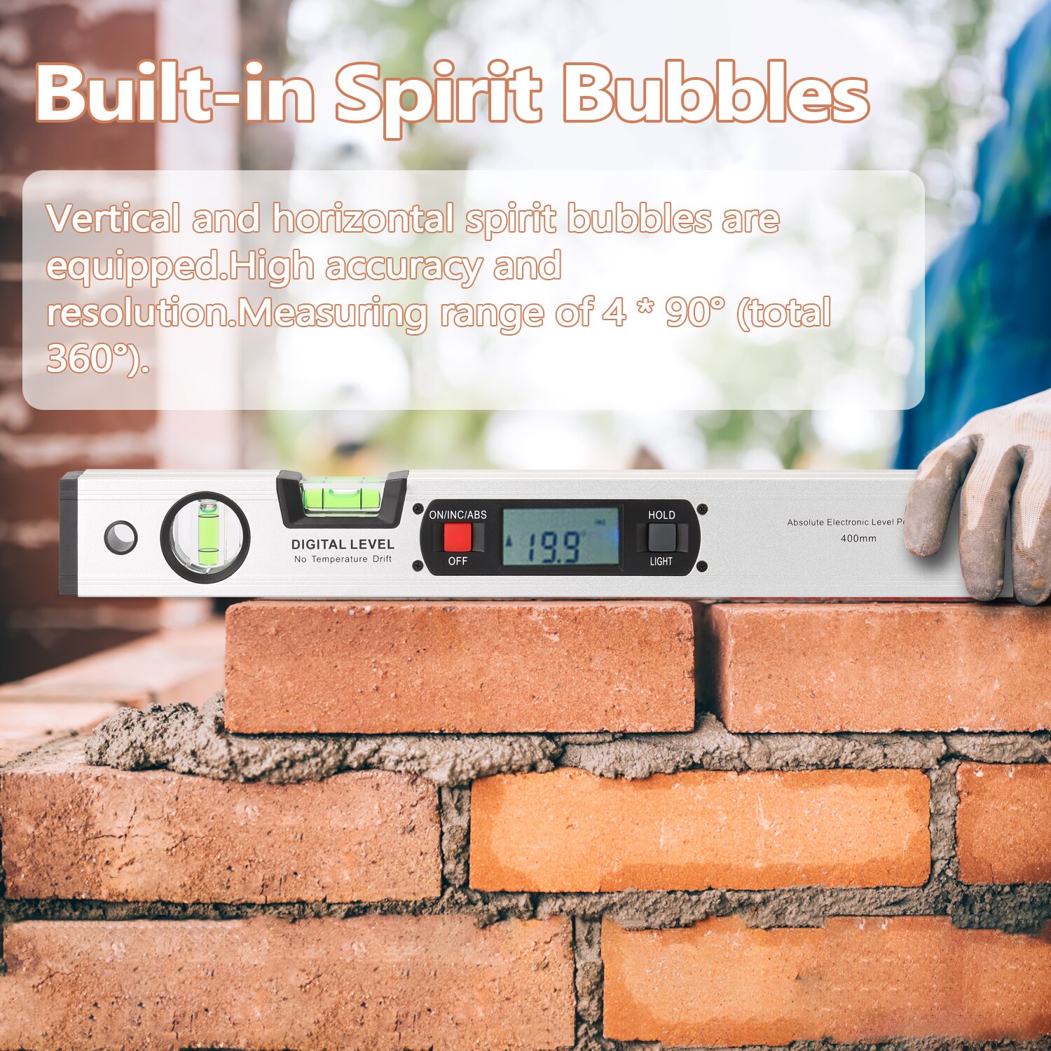 400mm Protractor Angle Finder Electronic Level 360 Degree Inclinometer with Magnets Level Angle Slope Ruler Digital Spirit Level