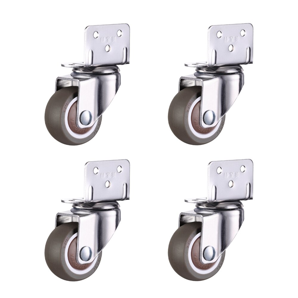 1/4PCS Furniture Swivel Casters Wheels Crib Rubber Rollers Wheel L-Bracket Caster With Brake No Noise For Crib Bookcase Cabinet: 1.25 Inch / 4PCS without brake