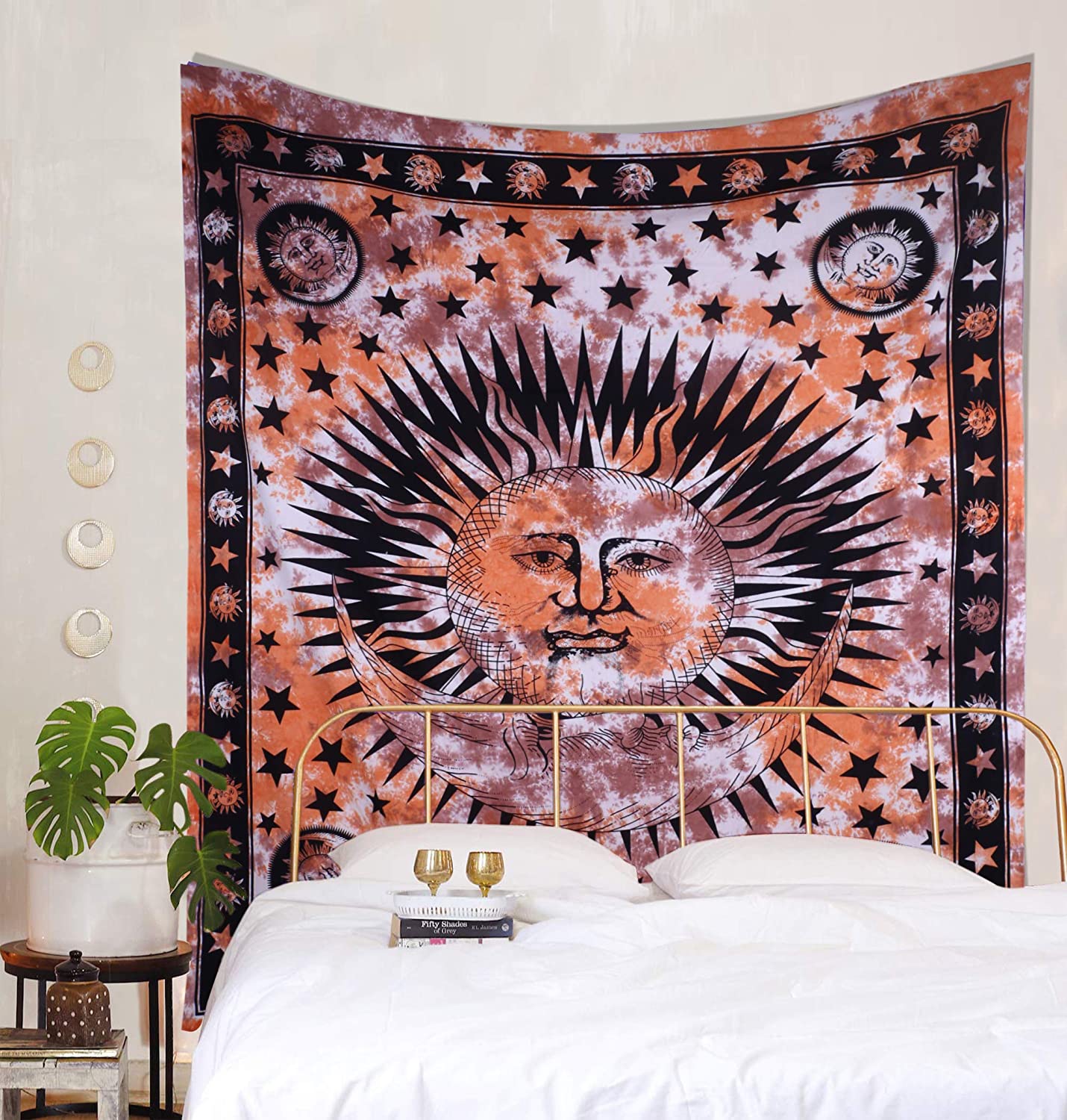 Tie Dye Psychedelische Zon Maan Ster Mandala Tapestry Hippie Muur Opknoping Indian Trippy Bohemian Deken Voor Slaapkamer Decor Koreaanse