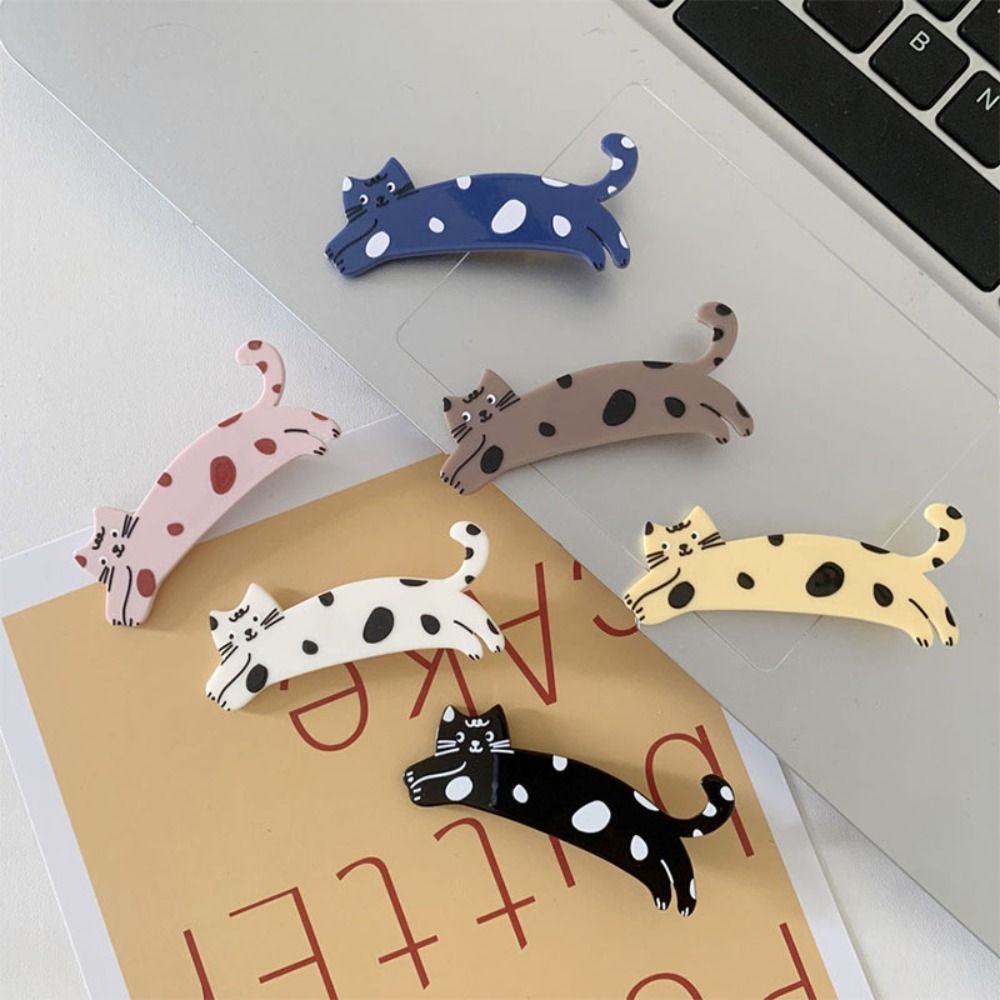 Pinza de pelo de ácido acético de gato de dibujos animados, pinza lateral acrílica, pinza de pico de pato para mascotas, horquilla colorida