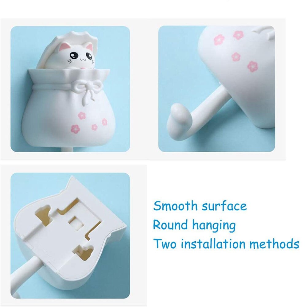 4 Pcs Leuke Cartoon Kat Jas Haak, Zware Decoratieve Muur Haken Voor Sleutel, Handdoek, rugzakken, Hoed, Etc