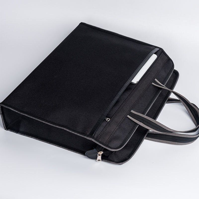 A4 Waterproof Canvas Large Capacity File Bag Portable Zipper Bag For Business Meetings