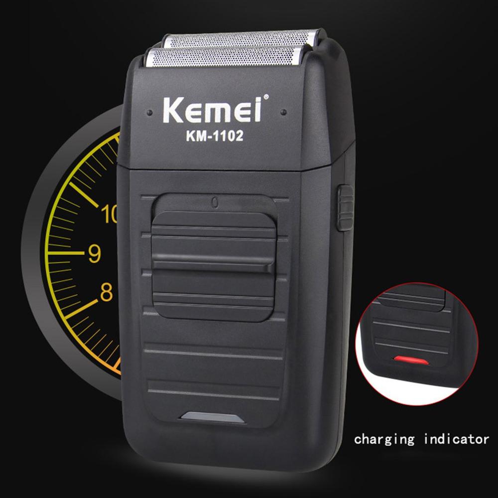 Afeitadora eléctrica KEMEI para hombres, maquinilla de afeitar eléctrica con cuchilla doble, afeitadora de barba recíproca, cortadora de barba lavable de doble uso en seco