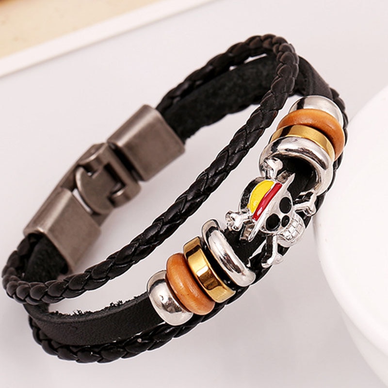 Popular Monkey D Luff one piece Leather weave Bracelet Christmas 20cm*1cm