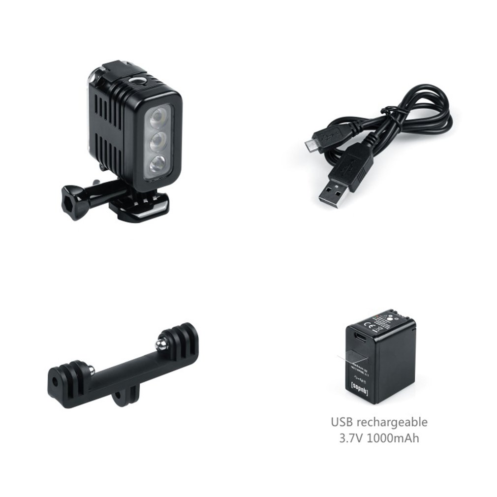 Lámpara de punto de luz LED para buceo, sumergible, 30 metros, para Cámaras Deportivas GoPro Hero 5 4 3 + 3,