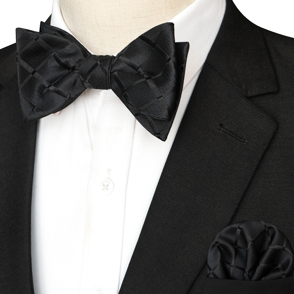 EASTEPIC Gestreifte Fliege für Herren, Einstecktuch-einstellen, kariertes Accessoire, Paisley-Krawatte, Blumenmuster, gepunktet, reines Schwarz, Abendparty: Leuchtend Gelben
