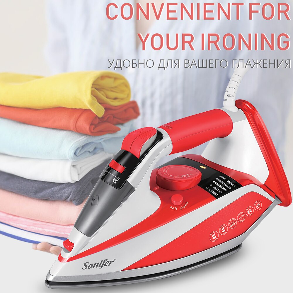 2200W Elektrische Strijkijzers Stoom Digitale Led Display Voor Kleding Multifunctionele Keramische Reizen Ijzer Strijken 220V Sonifer