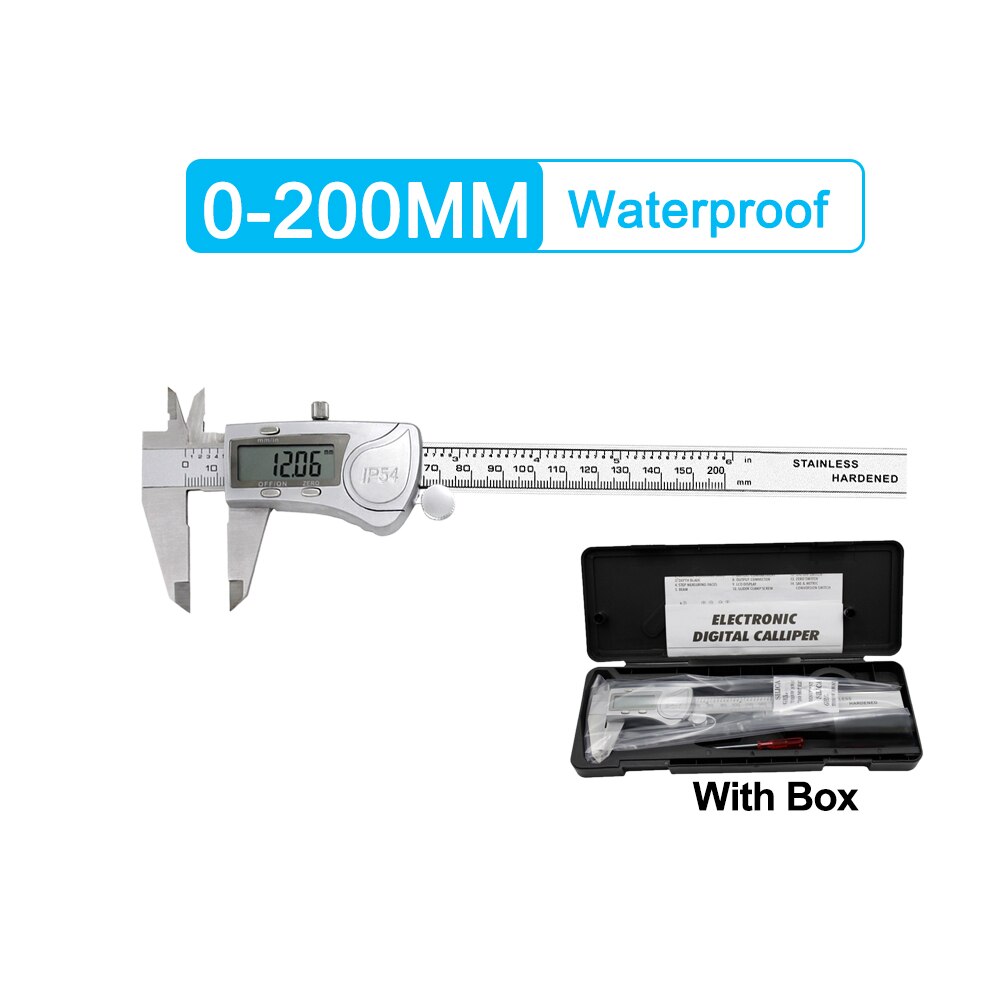 0-200mm Electronic Digital Vernier Caliper Micrometer Stainless/Plastic Vernier Caliper Ruler Measuring Tool Gauge Instrument: 0-200 MM Type B