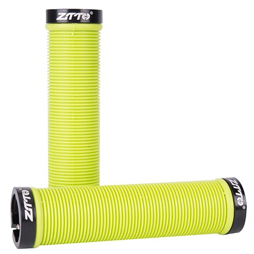 1 par MTB Carretera puños de goma con topes de aluminio para bicicleta Anti-slip Plasti de aleación de aluminio de doble bloqueo apretones de manillar de bicicleta accesorios: Amarillo
