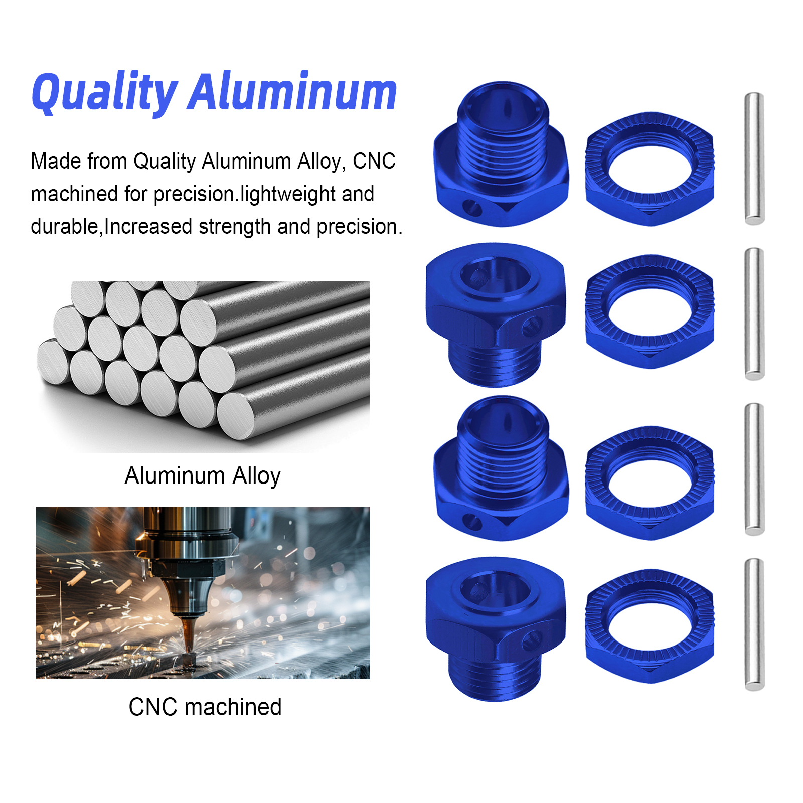 HobbyPark 17mm Aluminum Hex Wheel Hubs & Nuts W/Wrench for RC Traxxas E-Revo, Revo 3.3, E-Maxx, Summit