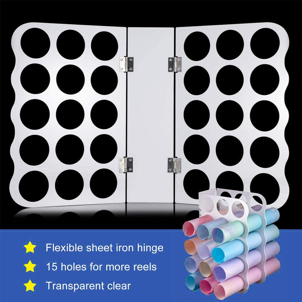 Vinyl Storage Rack 15 Holes Acrylic Storage Rack Vinyl Sheets Roll Organizer Multiple Holes Display Stand Multi-Use Organizer