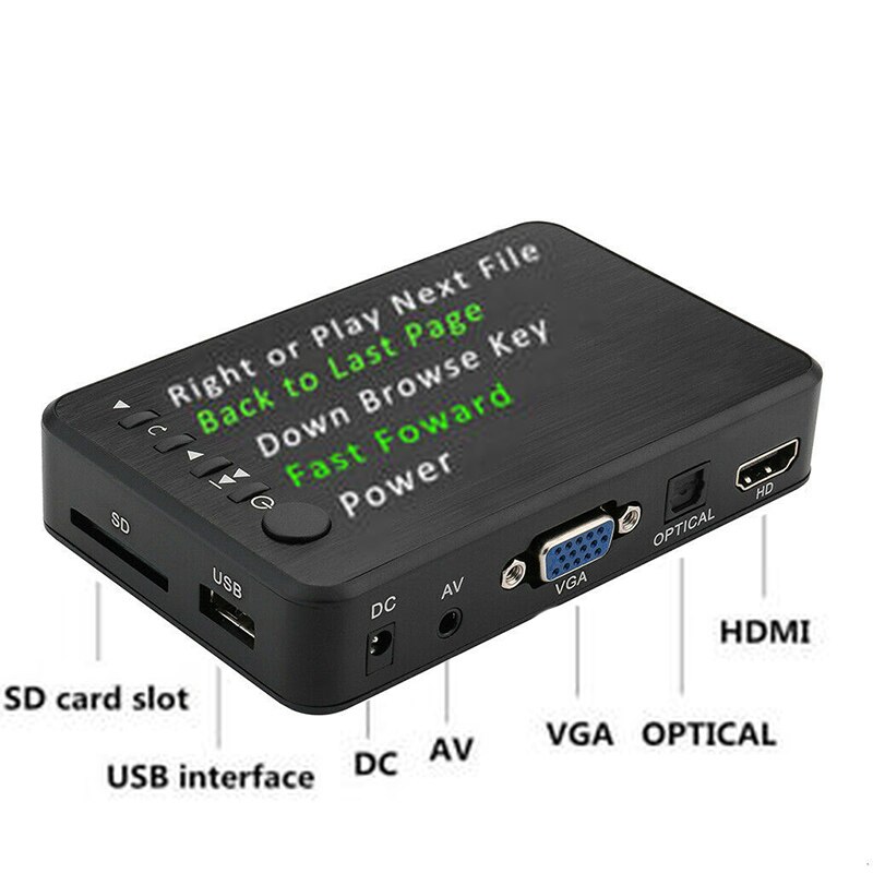 Larryjoe Mini 1080P Full HD HDMI Multimedia Speler Kits Professionele USB Externe HDD Media Player Met 3 Uitgangen HDMI /VGA/AV
