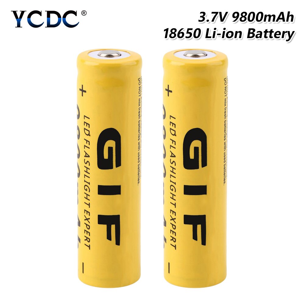 2 PCS 18650 Battery 3.7V 9800mAh Rechargeable 18650 Li-ion lithium Battery With Charger For led Flashlight torch Headlamp: only 2 battery