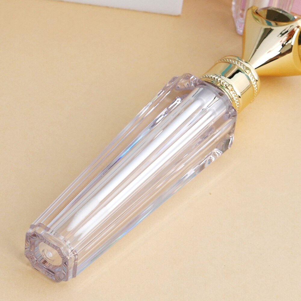 Stor diamant lipgloss tube tom gjennomsiktig pe plast leppestift miniprøve gjenbrukbar kosmetisk prøvebeholder
