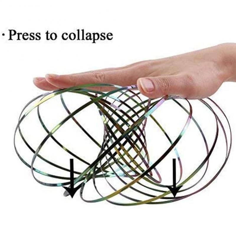 1Pc Kids Adults Decompression Fingertip Toy Magical Flow Ring 3D Spring Rings Interactive Kinetic Fingertip Anti-Stress Toy