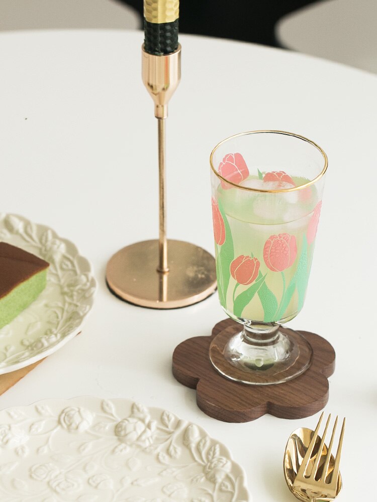Taza De Cristal con forma De flor De café, vaso De Cristal con De leche coreana, para helado De té, postre, gazen, Cristal, cocina, DE50BL