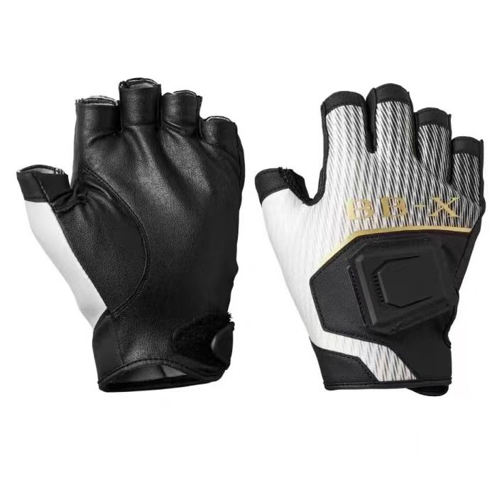 Fireblood fiskehandskar för män stenfiske halvfinger trefingers pu-läder lätta halkfria handskar gl -110v: L / Blå