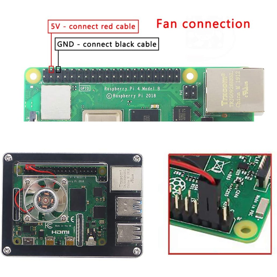 2Pcs Raspberry Pi 4 Fan, raspberry Pi Dc Borstelloze Cpu Led Koelventilator 30Mm 3010 Fan Koeler Voor Raspberry Pi Model B 3B + 2B +