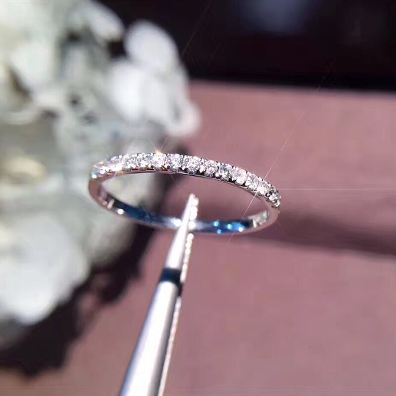 Elskere evighed kvindelige løfte ring 925 sterling sølv bijou pave cz simple vielsesringe til kvinder brude fest smykker