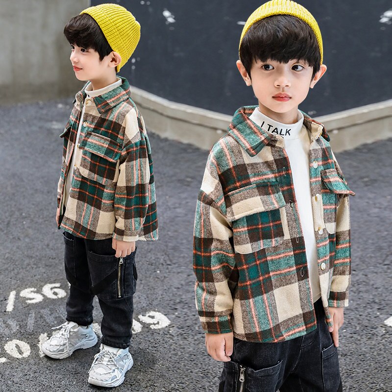 Chemise en coton pour enfants, nouvelle automne et hiver pour garçons adolescents chemises à carreaux vestes enfants décontracté école vêtements coréens