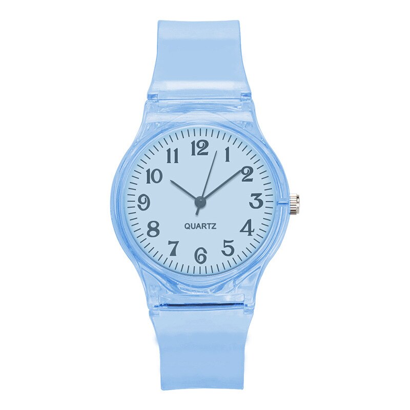 Relojes de pulsera a la para hombre y mujer, relojes de cuarzo informales con banda de plástico transparente de Color caramelo, novedad de