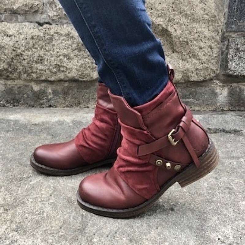 Dames enkellaarsjes met lage hak matin schoenen dames laarsjes herfst pu leer matin schoen damesschoenen dames schoenen sapato  nh097