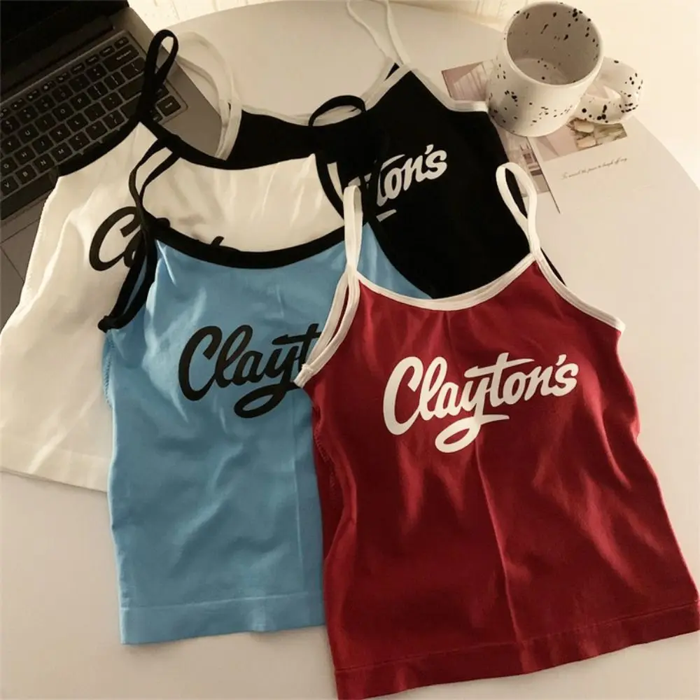 Med puder bogstavtryk tanktop camisole bralette kvinder  y2k crop toppe ærmeløs vest pige