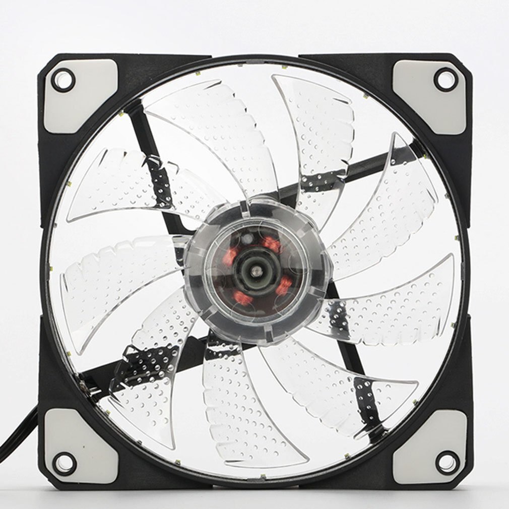 120mm LED Ultra Silent Computer PC Case Fan 15 LEDs 12V With Rubber Quiet Molex Connector Easy Installed Fan: WHITE