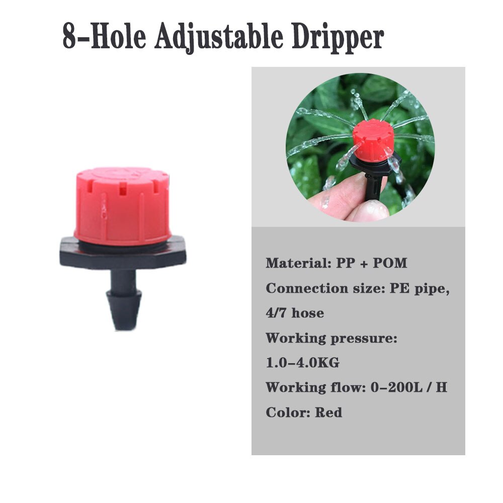 Adjustable 1/4 Irrigation Misting Dripper Sprinkler Head Hose Garden Micro Flow Drip Head Greenhouse Watering Tool for Garden