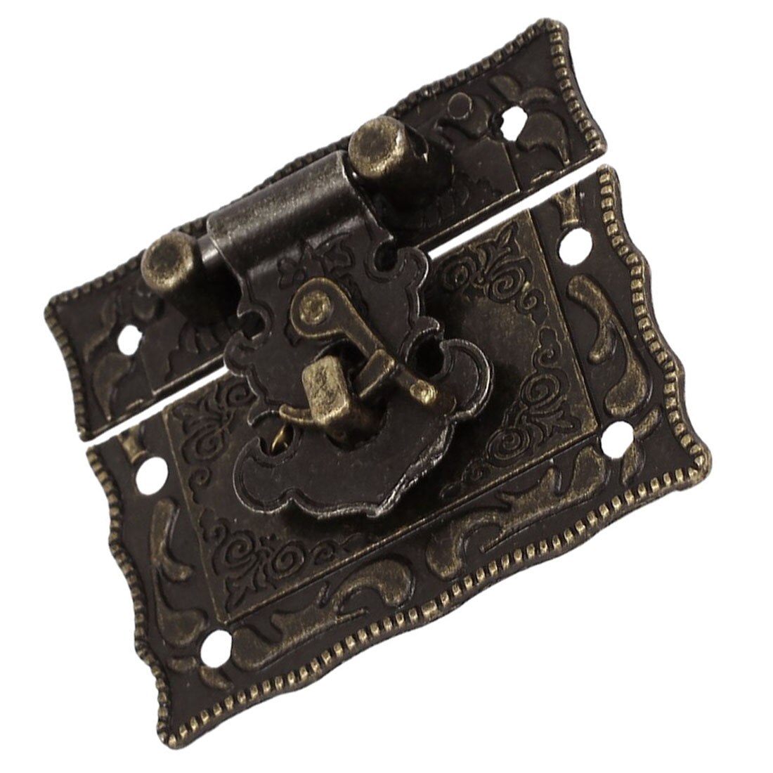 Wood Case Chest Box Rectangle Clasp Closure Hasp Latches Bronze Tone